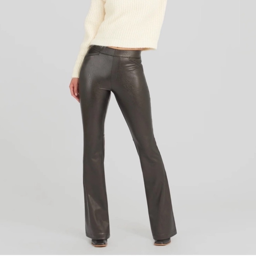 Spanx Faux Leather Black Flare Pant
